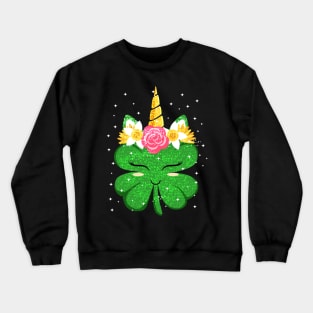 Unicorn Face Clover St Patrick's Day Costume Crewneck Sweatshirt